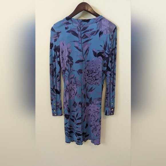 Tory Burch Blue & Violet Floral Viscose Signature Print Dress  XS - Picture 2 of 10